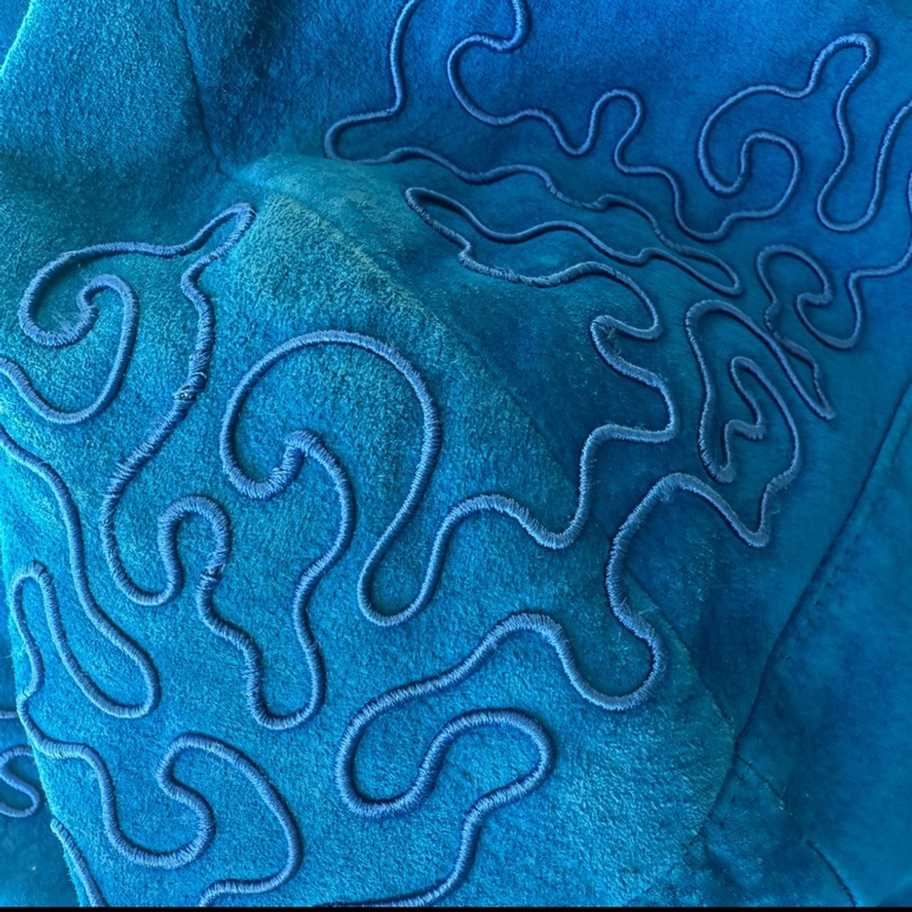 Danier Vintage 80s 90s Women's Vibrant Blue Faux Suede Blazer Size L Boho - Picture 8 of 14